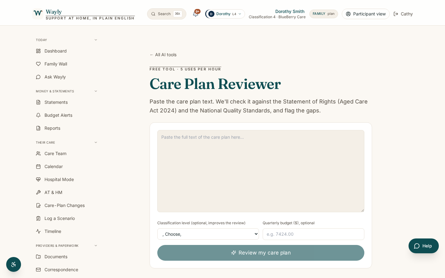 Support Plan Reviewer screenshot showing the actual tool result